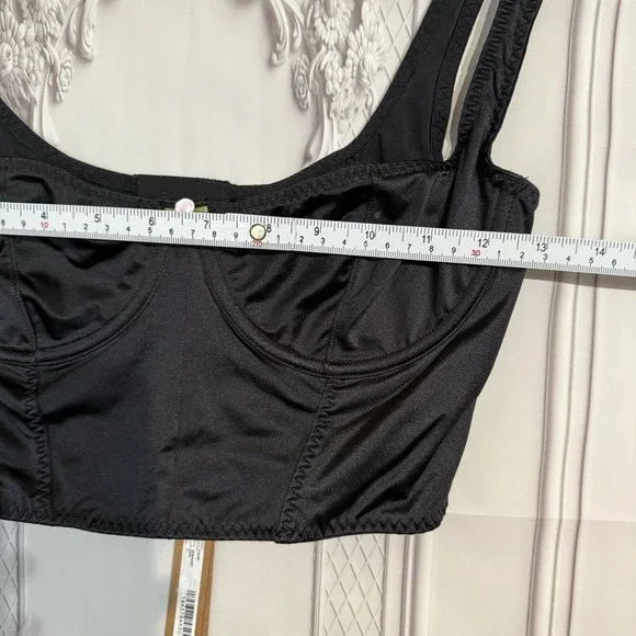 SKIMS STRETCH SATIN UNDERWIRE CORSET ONYX BLACK SIZE SMALL NWT $68